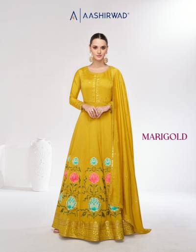 AASHIRWAD MARIGOLD 9978 & 9979 DESIGNER GOWN WHOLESALER IN SUART